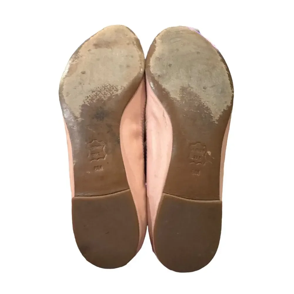 Tory Burch Jolie Pink Leather Patent Cap Toe Logo Ballet Flats 6.5M